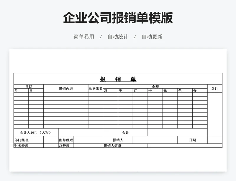 企业公司报销单模版