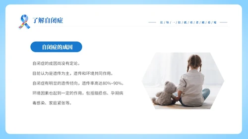 蓝色渐变简约4月2日世界自闭症日了解自闭症关爱自闭症患者主题