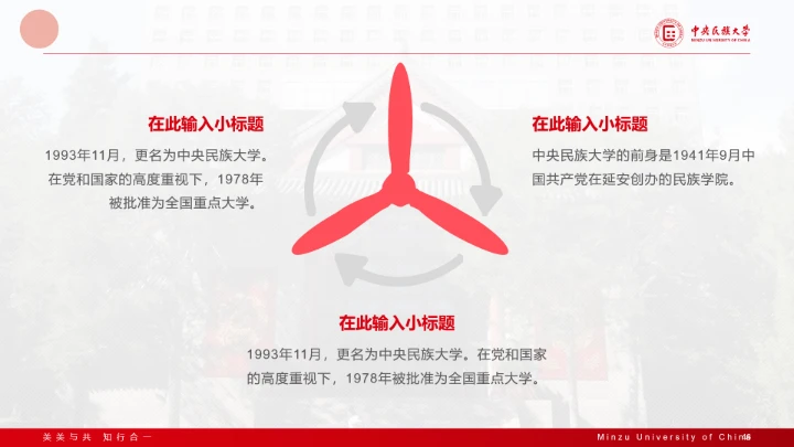 红色主题风格中央民族大学专属课题学术汇报毕业答辩通用PPT模板