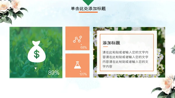 中式水彩画鸟语花香述职报告通用PPT模板