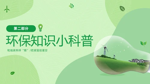 绿色清新绿色家园你我在行动3月25日地球1小时日主题班