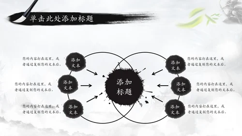 中国风水墨武侠笑傲江湖水墨PPT动态模板