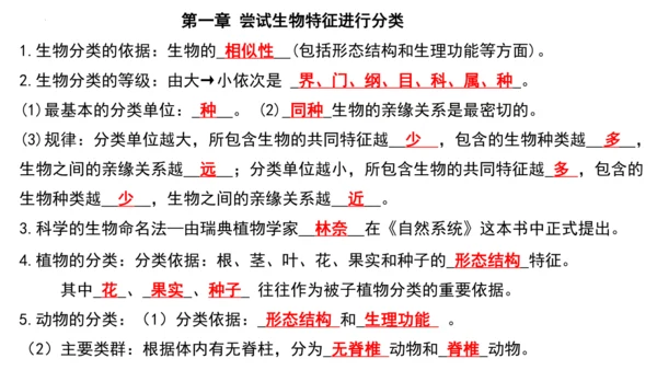 人教版生物八年级上册期末考试知识点汇总（课件）(共28张PPT)