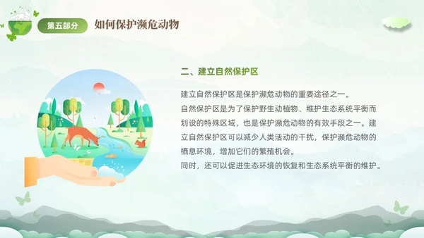 绿色清新剪纸风保护濒危动物拯救美好生命主题PPT世界动物日