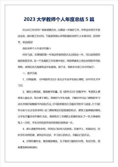 2023大学教师个人年度总结5篇