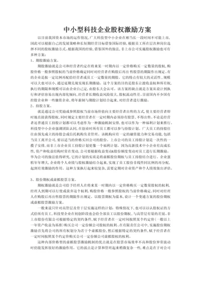 中小型科技企业股权激励方案.docx