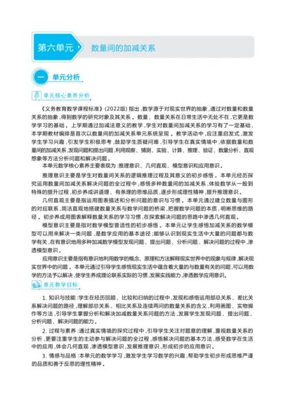 第六单元 数量间的加减关系（大单元教学设计）-2024-2025学年一年级下册数学人教版（2024）