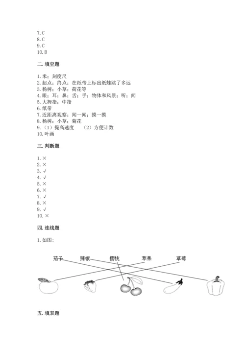 教科版一年级上册科学期末测试卷含答案（新）.docx