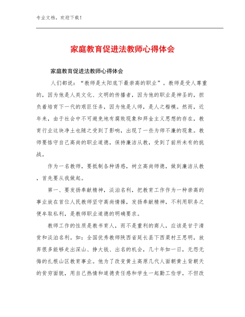 2023家庭教育促进法教师心得体会范文28篇合集.docx