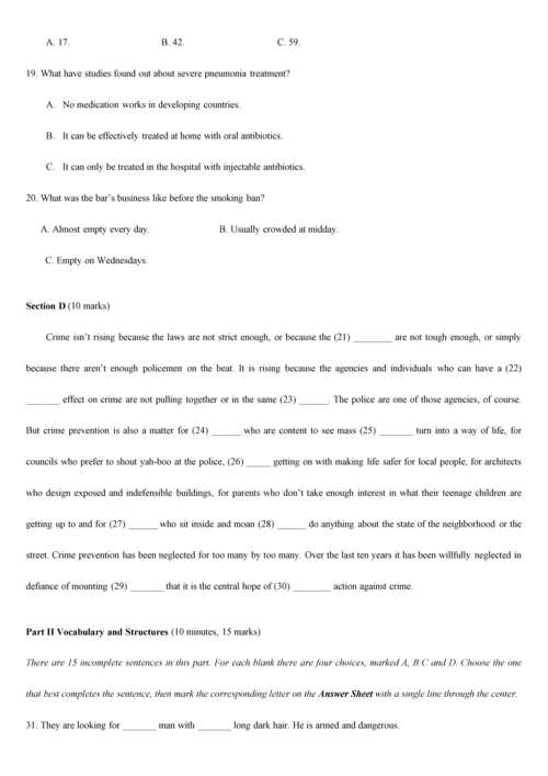 2023年最新大学生英语竞赛初赛试题及答案C类最全版本.docx
