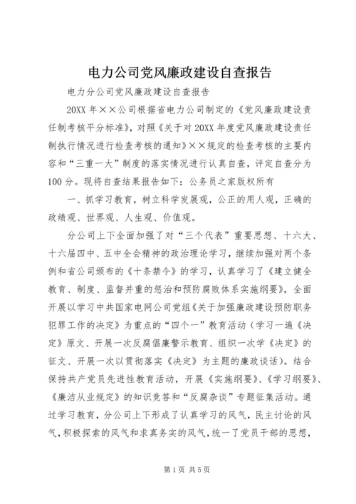 电力公司党风廉政建设自查报告.docx