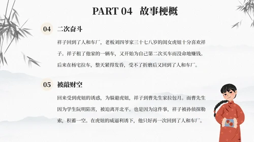 古风骆驼祥子文学读书分享课件PPT模板