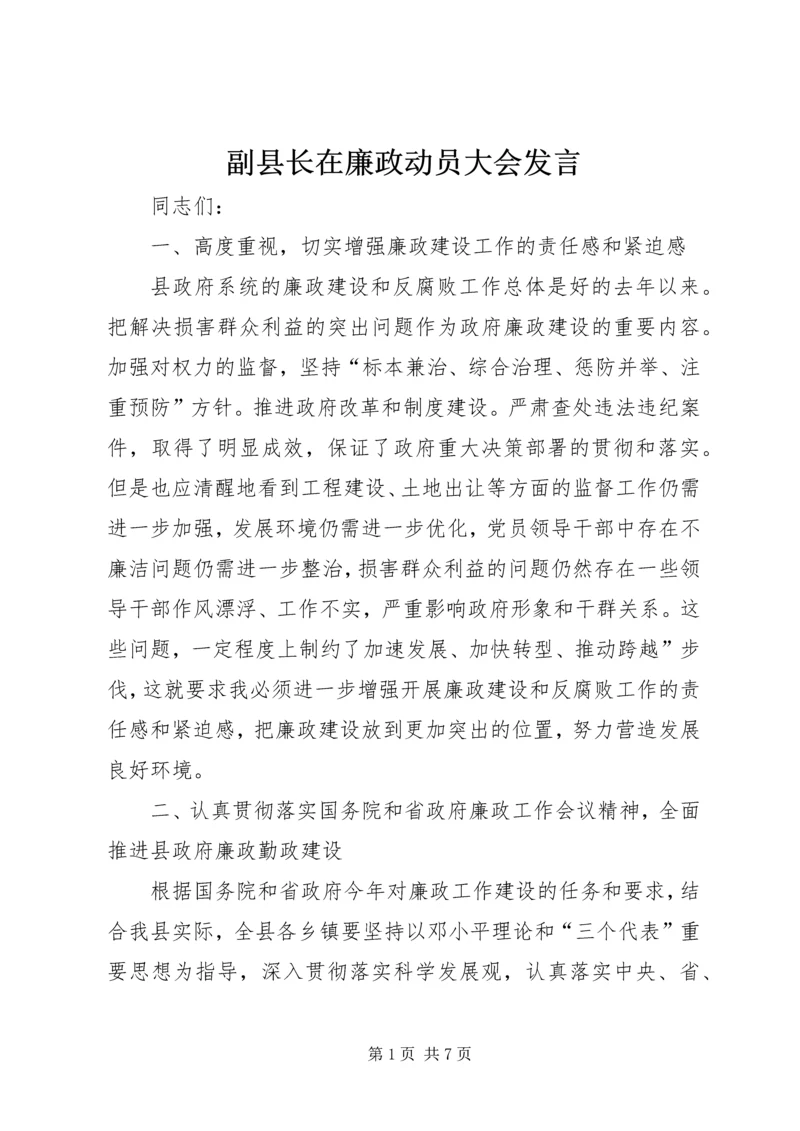 副县长在廉政动员大会发言.docx