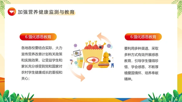 黄色卡通风农村义务教育学生营养改善PPT模板公益