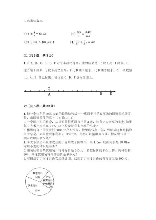 河南省平顶山市六年级下册数学期末测试卷含答案（最新）.docx