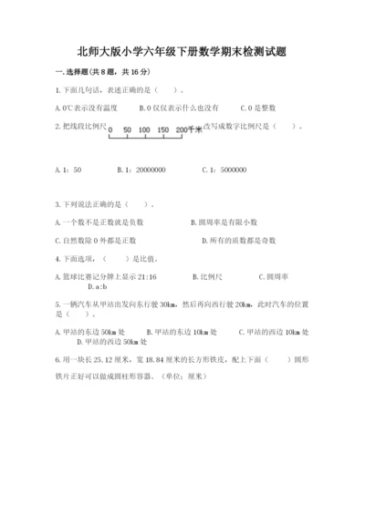北师大版小学六年级下册数学期末检测试题精品【实用】.docx