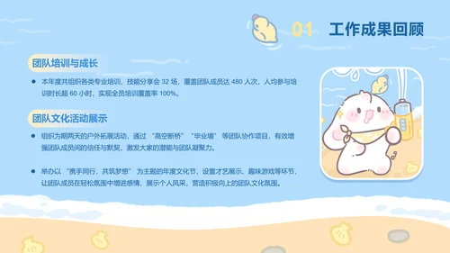 夏日眠眠兔蓝色卡通风工作总结