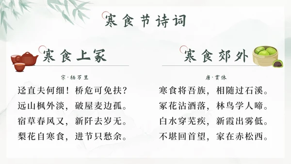 绿色中国风传统节日之寒食节带内容PPT模板