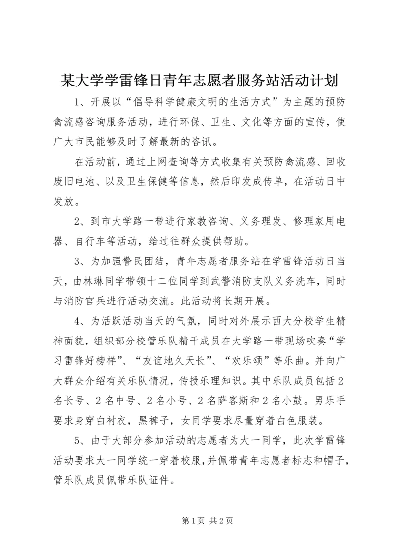某大学学雷锋日青年志愿者服务站活动计划.docx