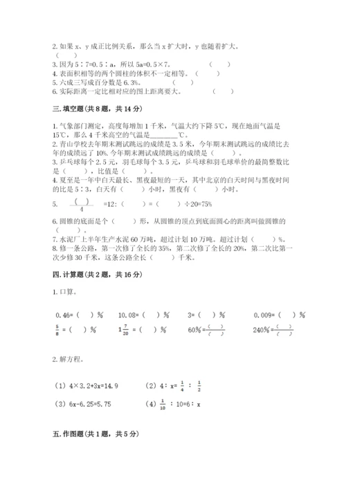 人教版六年级下册数学期末测试卷及参考答案【最新】.docx