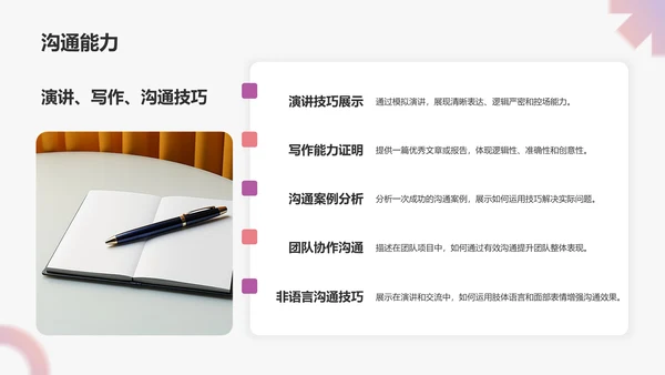 粉色简约风大学生能力简历PPT模板