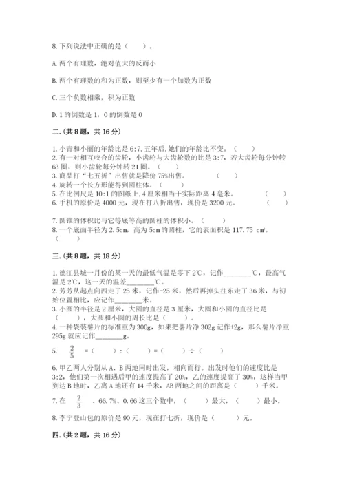 苏教版数学小升初模拟试卷推荐.docx