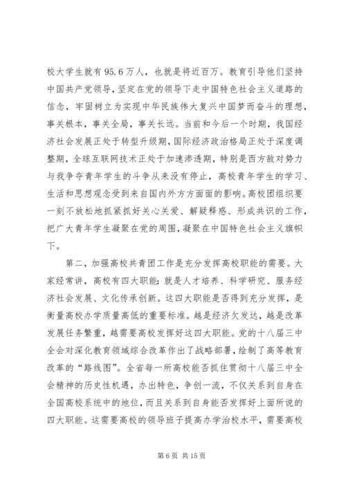 在部分高校共青团工作座谈会上的讲话.docx