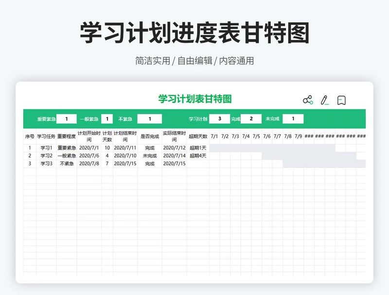 学习计划进度甘特图