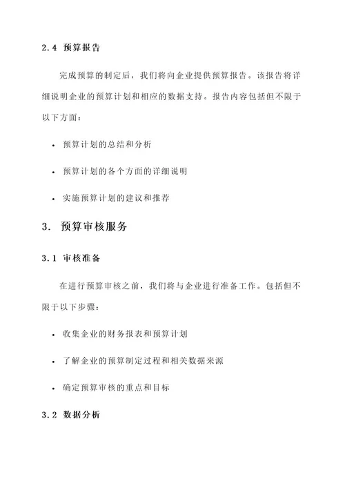 预算编制或审核服务方案