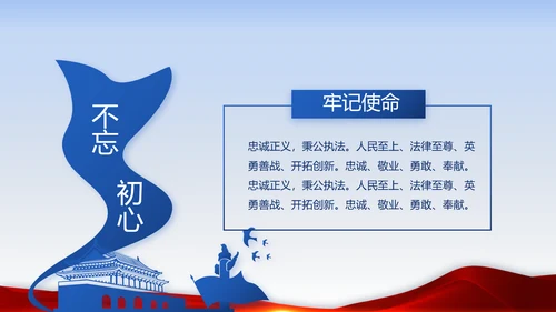 蓝色大气执法为民公正廉洁公安警察动态PPT