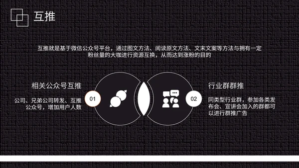 黑白微信公众号推广运营方案PPT模板