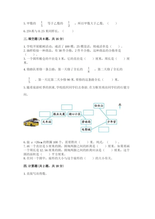 小学数学六年级上册期末卷附完整答案（名师系列）.docx