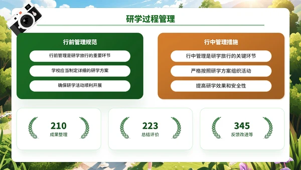 绿色创意风研学之旅活动宣讲PPT模板