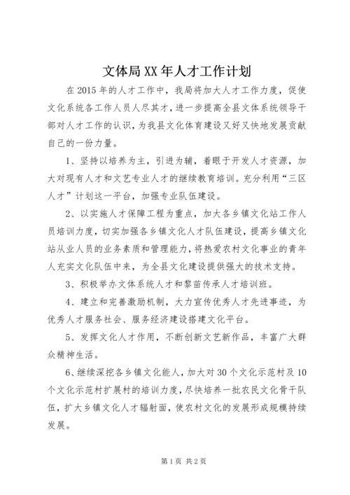 文体局XX年人才工作计划.docx