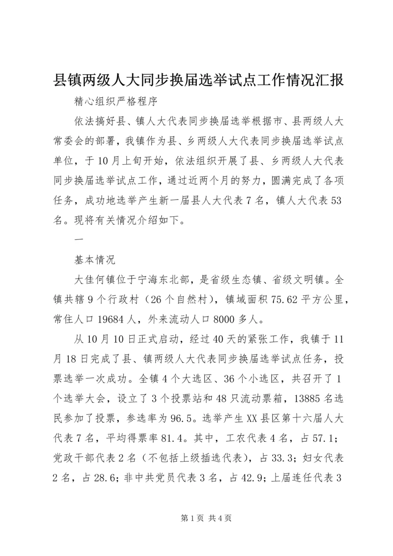 县镇两级人大同步换届选举试点工作情况汇报 (3).docx