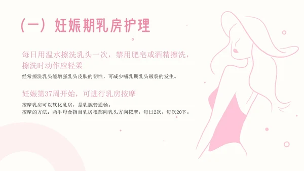 粉色插画简约商务乳房护理乳腺护理培训PPT模板