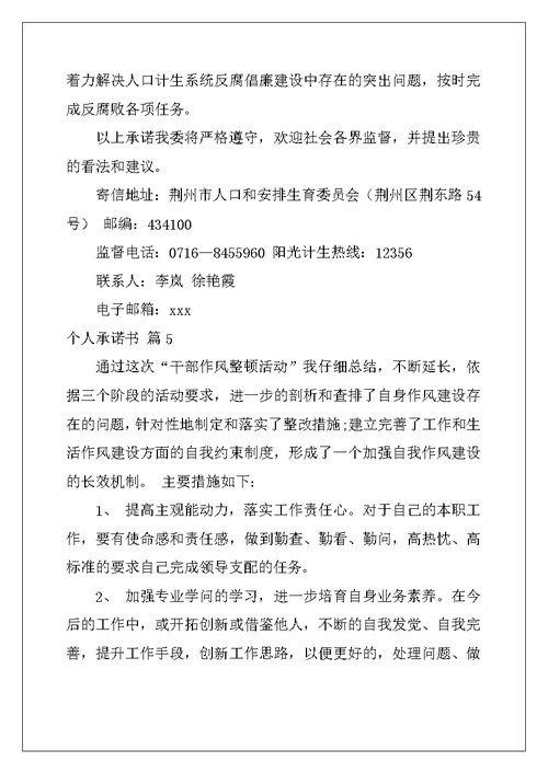 2022年实用的个人承诺书模板汇总6篇