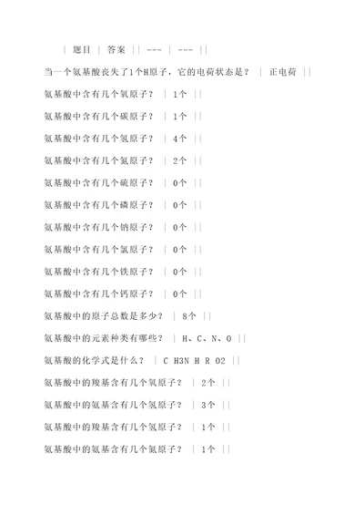 氨基酸中各原子的计算题