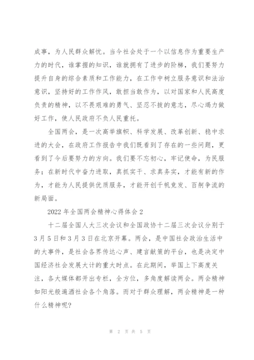 2022年全国两会精神心得体会通用.docx