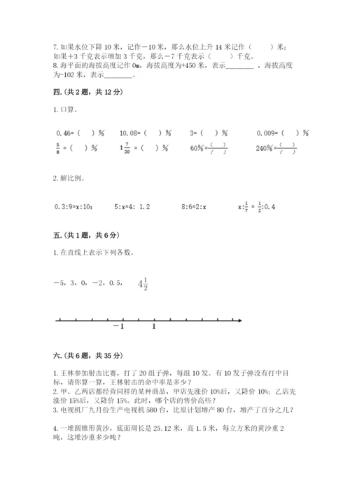 小学六年级数学期末自测题附答案【a卷】.docx