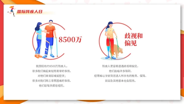 红色创意剪纸风国际残疾人日主题活动课件PPT模板