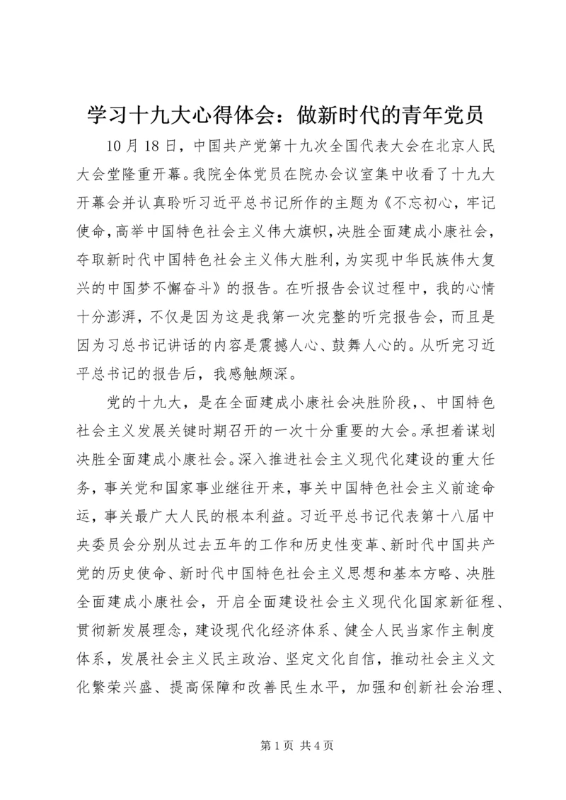 学习十九大心得体会：做新时代的青年党员.docx