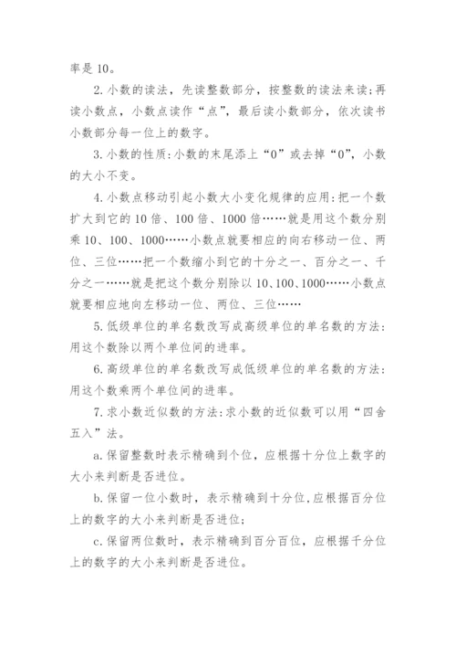 小学四年级数学知识点归纳总结人教版.docx