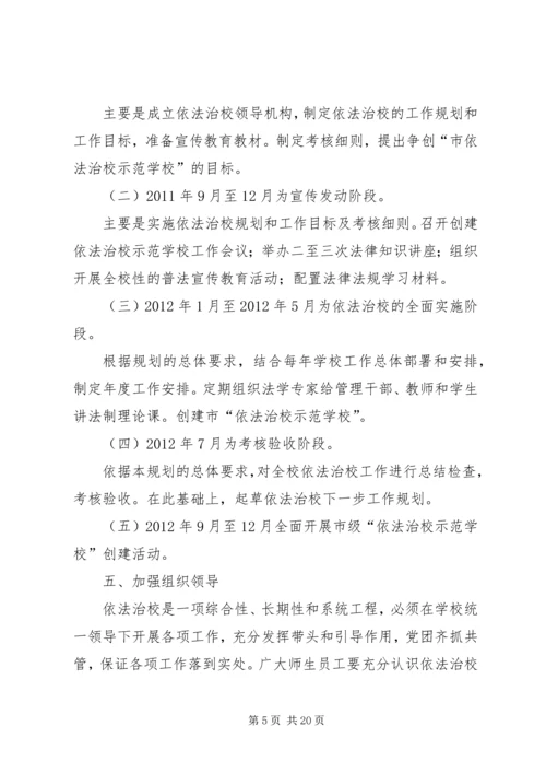 张庄镇中学依法治校工作规划.docx