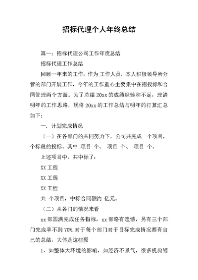 招标代理个人年终总结