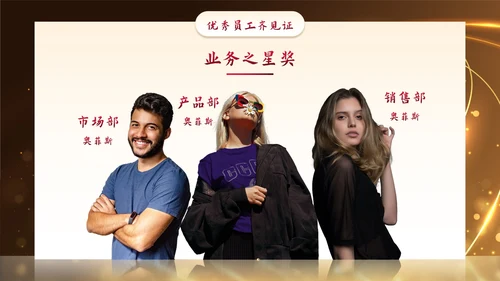 金色奢华金人颁奖典礼年终总结PPT模板