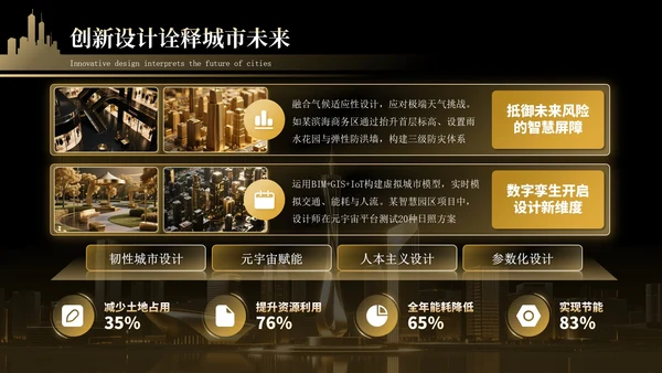 金色质感筑梦空间打造城市地标PPT模板