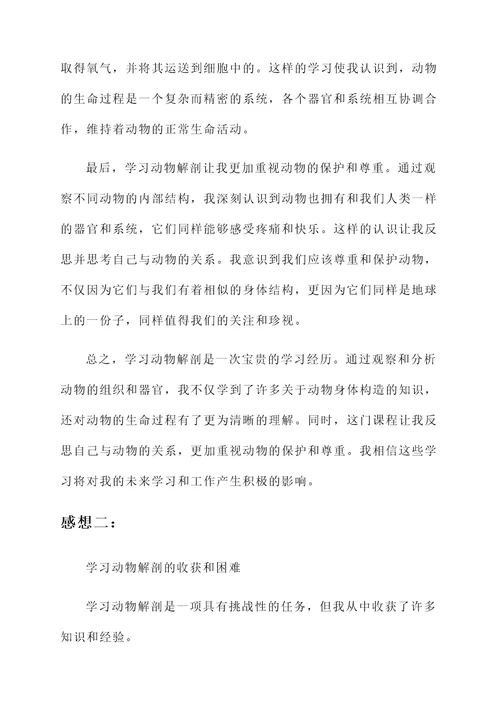 学习动物解剖的感想