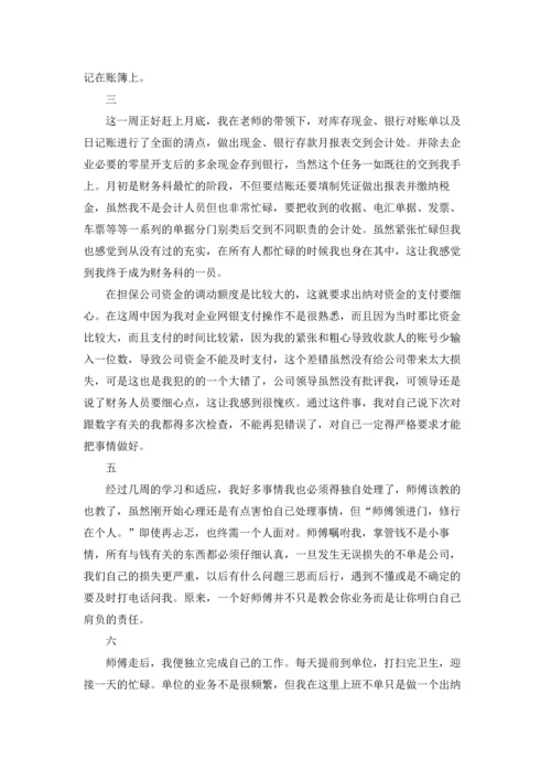 出纳的实习报告范文集合八篇.docx