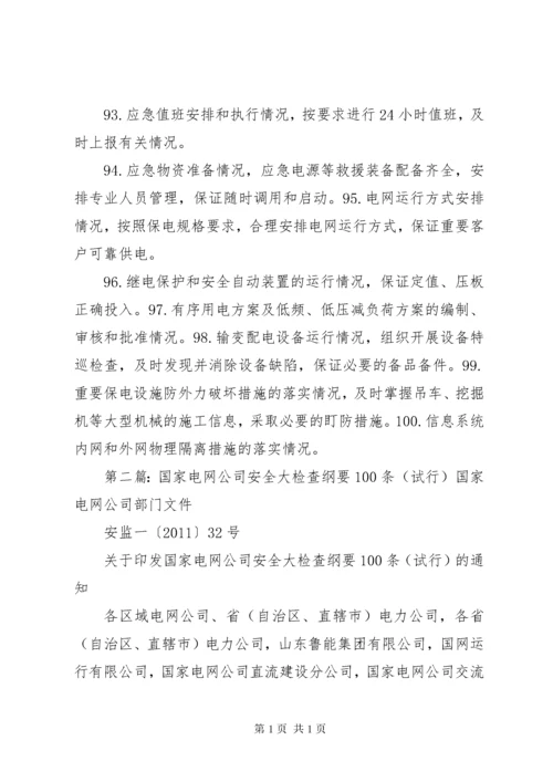 国网公司安全大检查纲要.docx